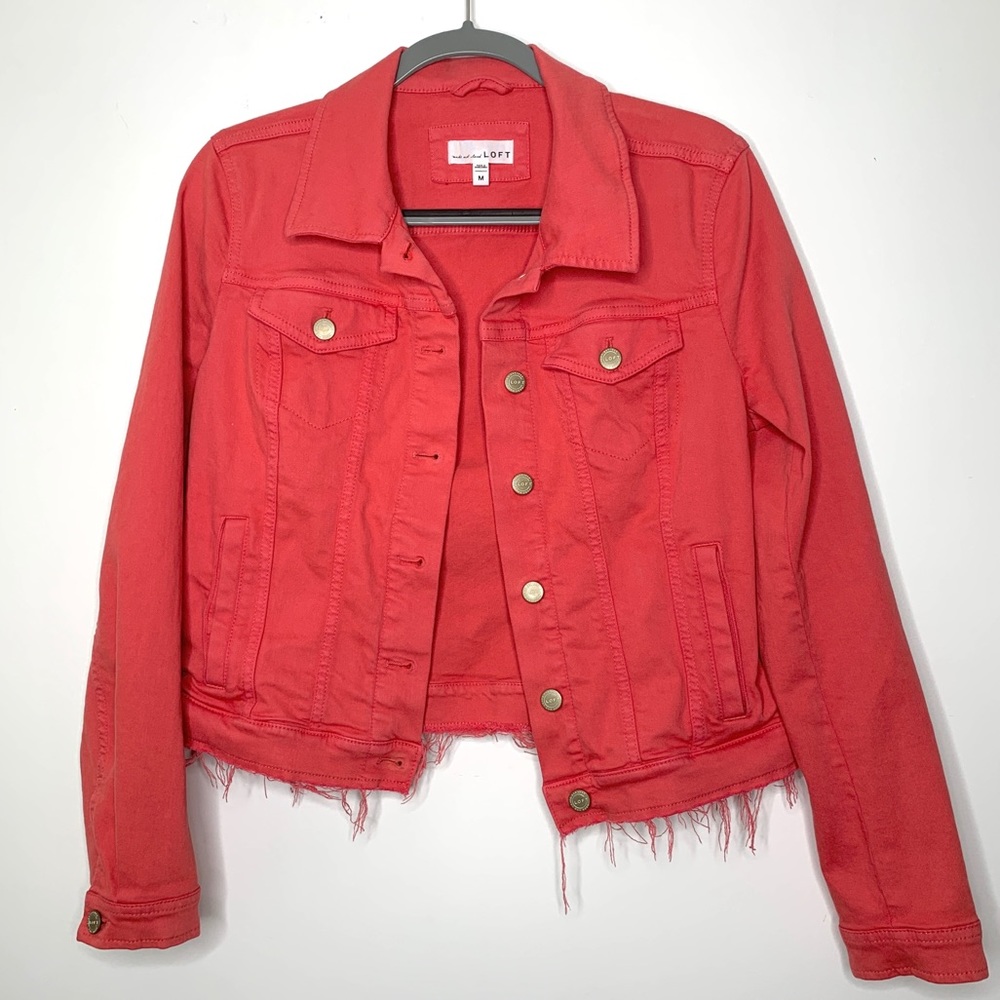 Loft Women's Raw Hem Denim Jacket Size Medium